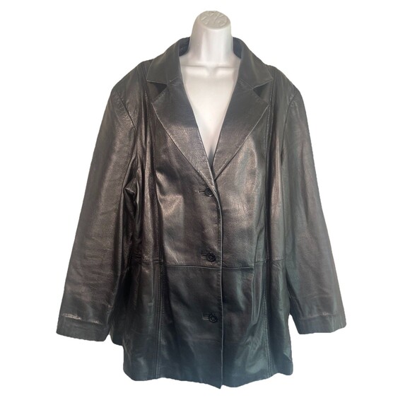 Wilson Leather Pelle Studio Women’s Double Breasted Leather Jacket Vintage Sz 3X - Picture 1 of 16